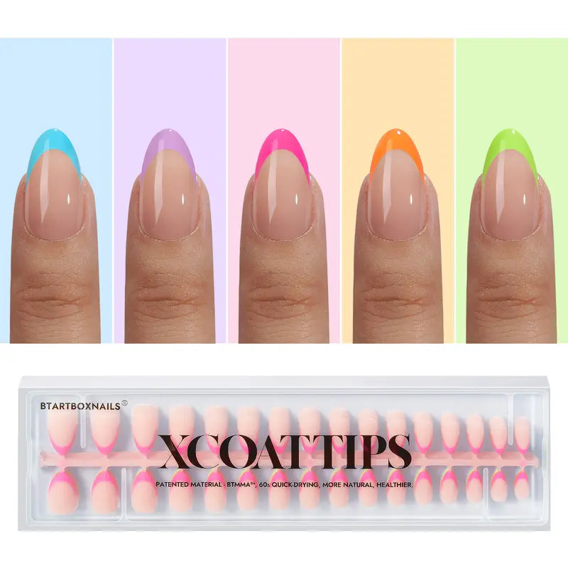 Btartboxnails XCOATTIPS French Nails - Product Only Skin Tones French Tip Press on Nails, Short Square Nail Tips