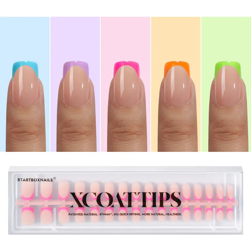 Btartboxnails XCOATTIPS French Nails - Product Only Skin Tones French Tip Press on Nails, Short Square Nail Tips