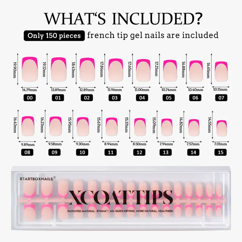 Btartboxnails XCOATTIPS French Nails - Product Only Skin Tones French Tip Press on Nails, Short Square Nail Tips