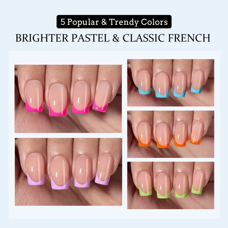 Btartboxnails XCOATTIPS French Nails - Product Only Skin Tones French Tip Press on Nails, Short Square Nail Tips