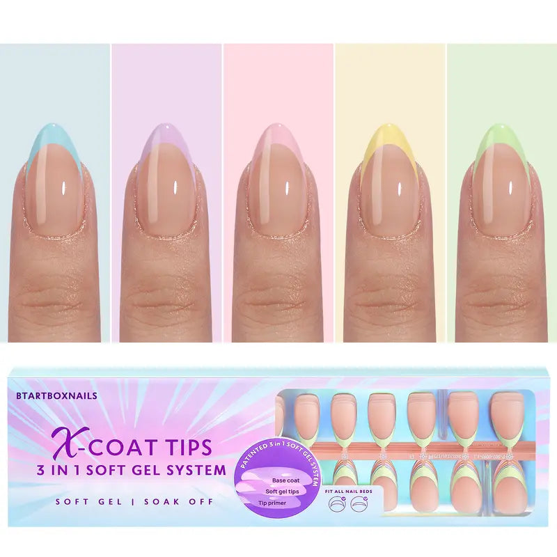 Btartboxnails XCOATTIPS French Nails - Product Only Skin Tones French Tip Press on Nails, Short Square Nail Tips